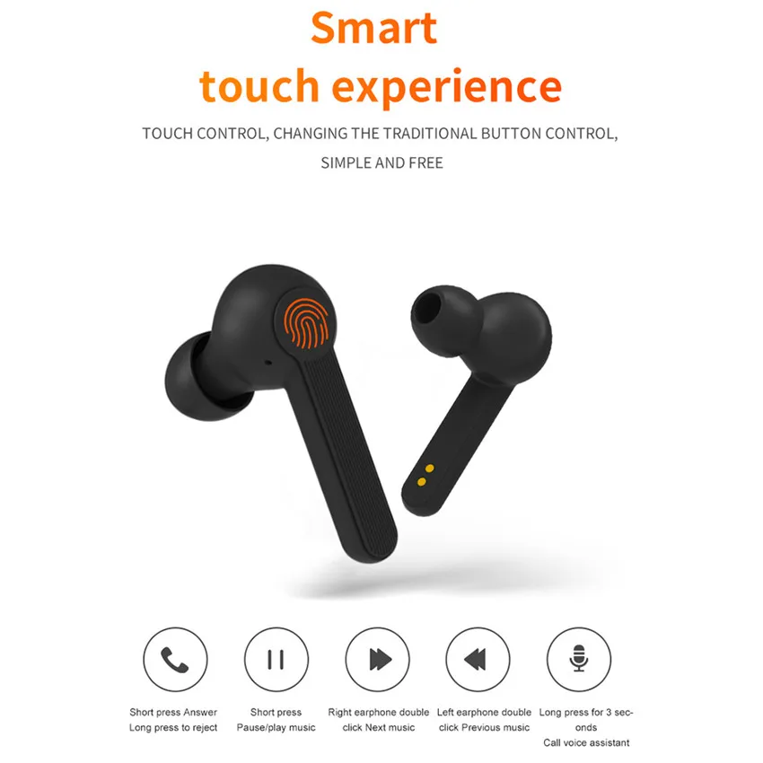 ETVR 2020 TWS Wireless Ergonomic Bluetooth 5.0 Earphone Sport Handsfree Touch Operation Earbuds Stereo Headset with Charging Box