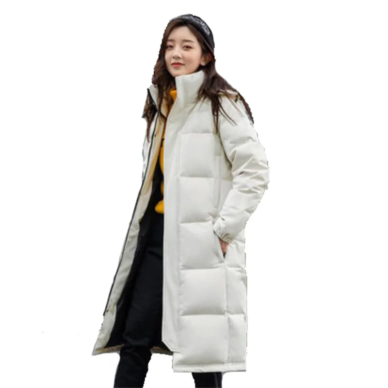 2021 Winter Couples Thick Warm Down Cotton Coat Women New  Fashion Parkas Loose Hooded Long White Duck Down Cotton Jacket Y520