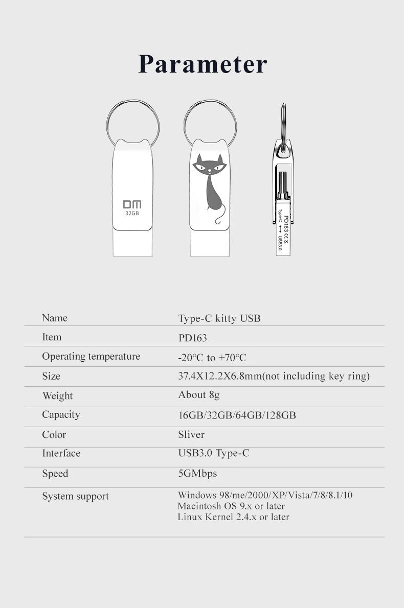 DM USB C флеш-накопитель 64 Гб PD163 Тип C USB флеш-накопитель 32 Гб OTG usb флешка высокая скорость cle USB 3,0 флеш-накопитель