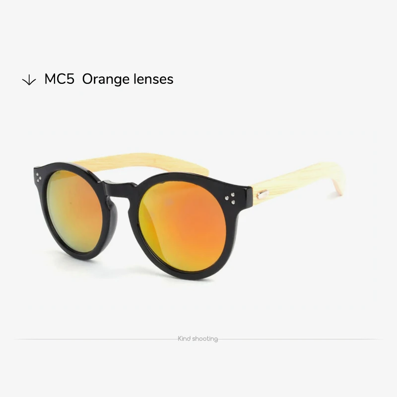 Orange Toketorism бамбуковые солнцезащитные очки ретро мужские солнцезащитные очки круглые Оттенки для женщин леопардовая оправа 3204 - Цвет линз: Orange