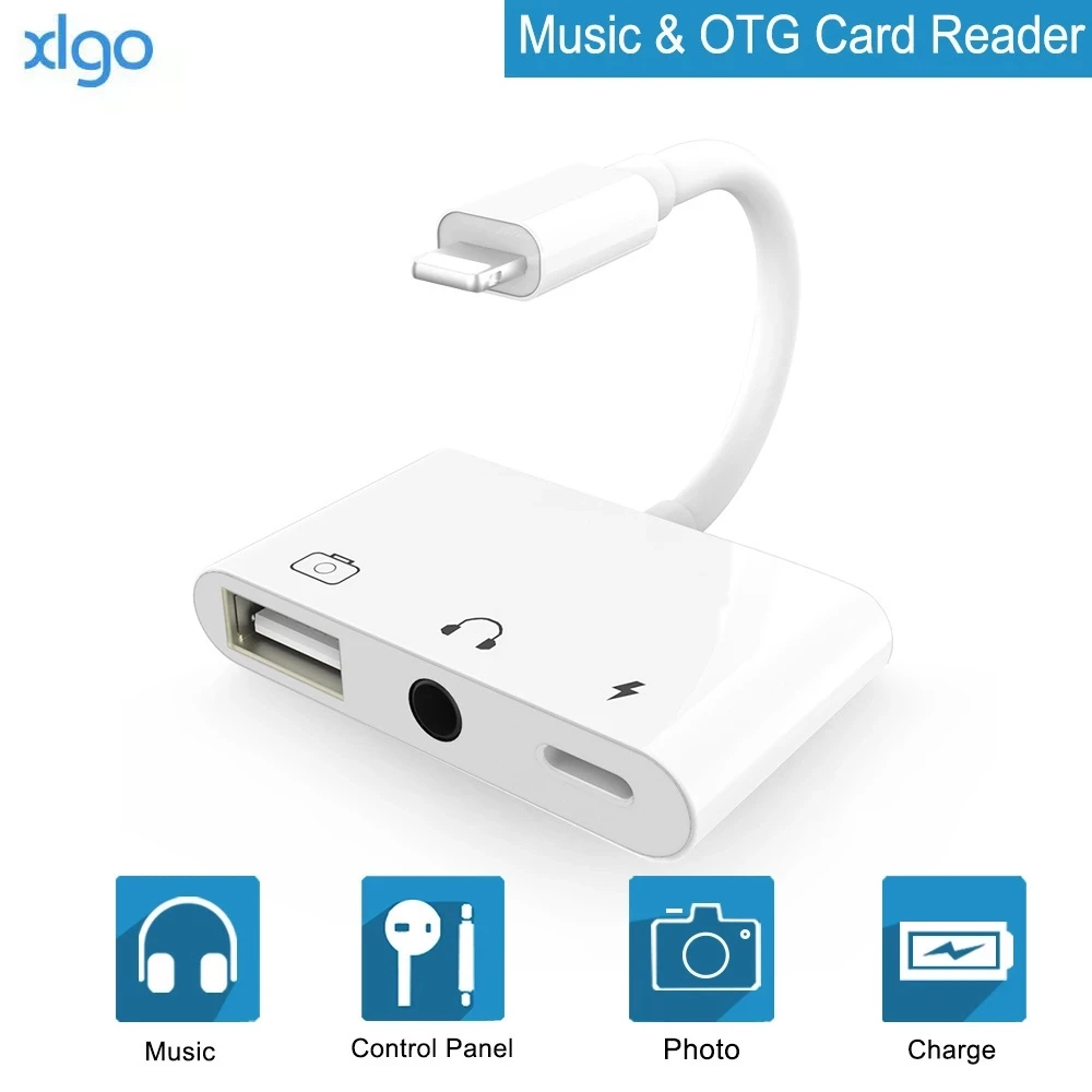 Адаптер OTG для Lightning/USB 3 картридер с разъемом наушников 5 мм комплекты