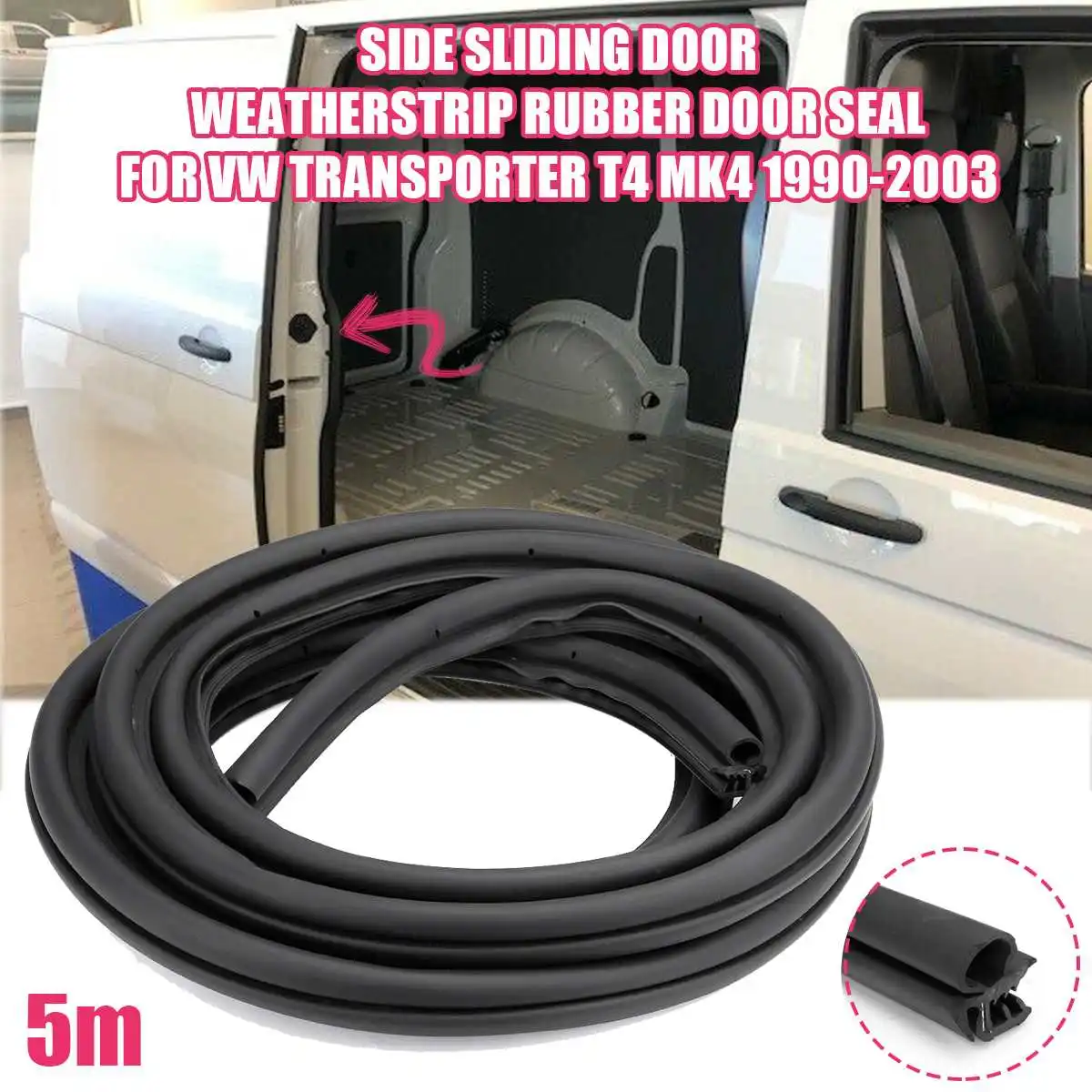

Front Left /Side Siding Door/Rear Tailgate Barn Door Aperture Rubber Seal For VW Transporter T4 T5 MK4 1990-2000 2001 2002 2003