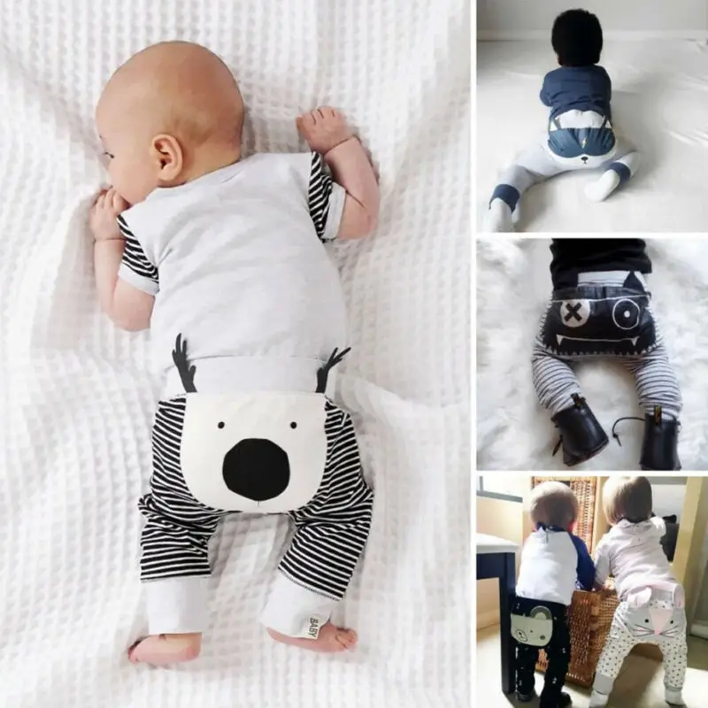 0 24 мес. комплект одежды для маленьких мальчиков Брюки шаровары девочек хлопковые