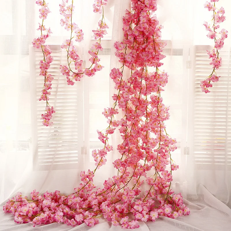 180 см Сакура вишня украшение для свадебной арки из ротанга лоза Искусственные