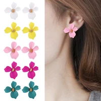 korean sweet flower stud earrings for women cute 2019 fashion gold color statement flower earring female wedding party jewelry