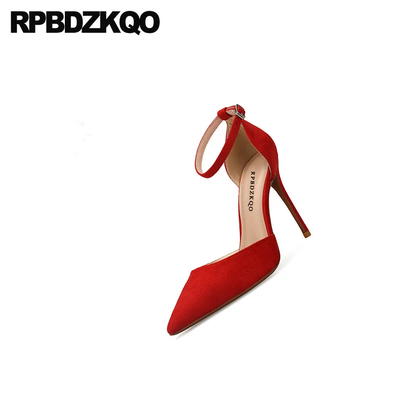 Туфли свадебные женские с острым носком высокий каблук-шпилька замша