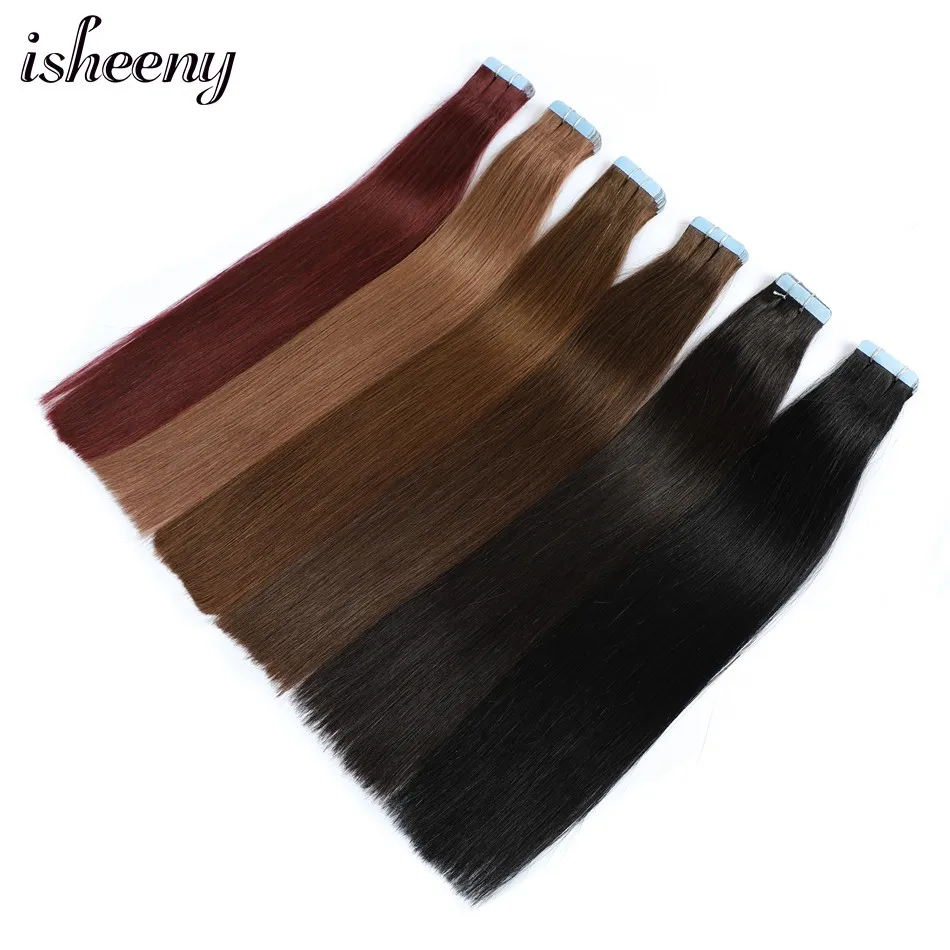Isheeny 1" 18" 2" 22" 2" Реми ленты в человеческих волос Смешанный Цвет 18/613# Бесшовные лента на волосы прямые салон Стиль 20 штук