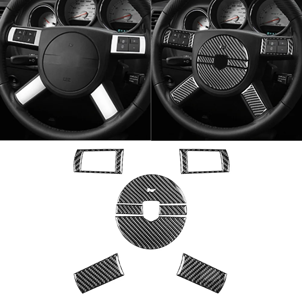 

Накладка на руль с эмблемой, наклейка на руль из углеродного волокна, аксессуар для стайлинга автомобиля Dodge Challenger 08-10