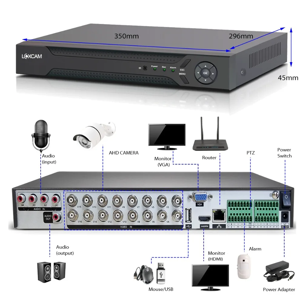 LOXCAM H.265+ 16CH 4K Ultra HD CCTV камера системы 8MP наружная IP66 Камера Безопасности ИК ночного видения камера видеонаблюдения комплект