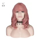 Причудливый W 12-дюймовый короткий розовый волнистый парик с челкой синтетический парик для женщин науральные термостойкие волосы