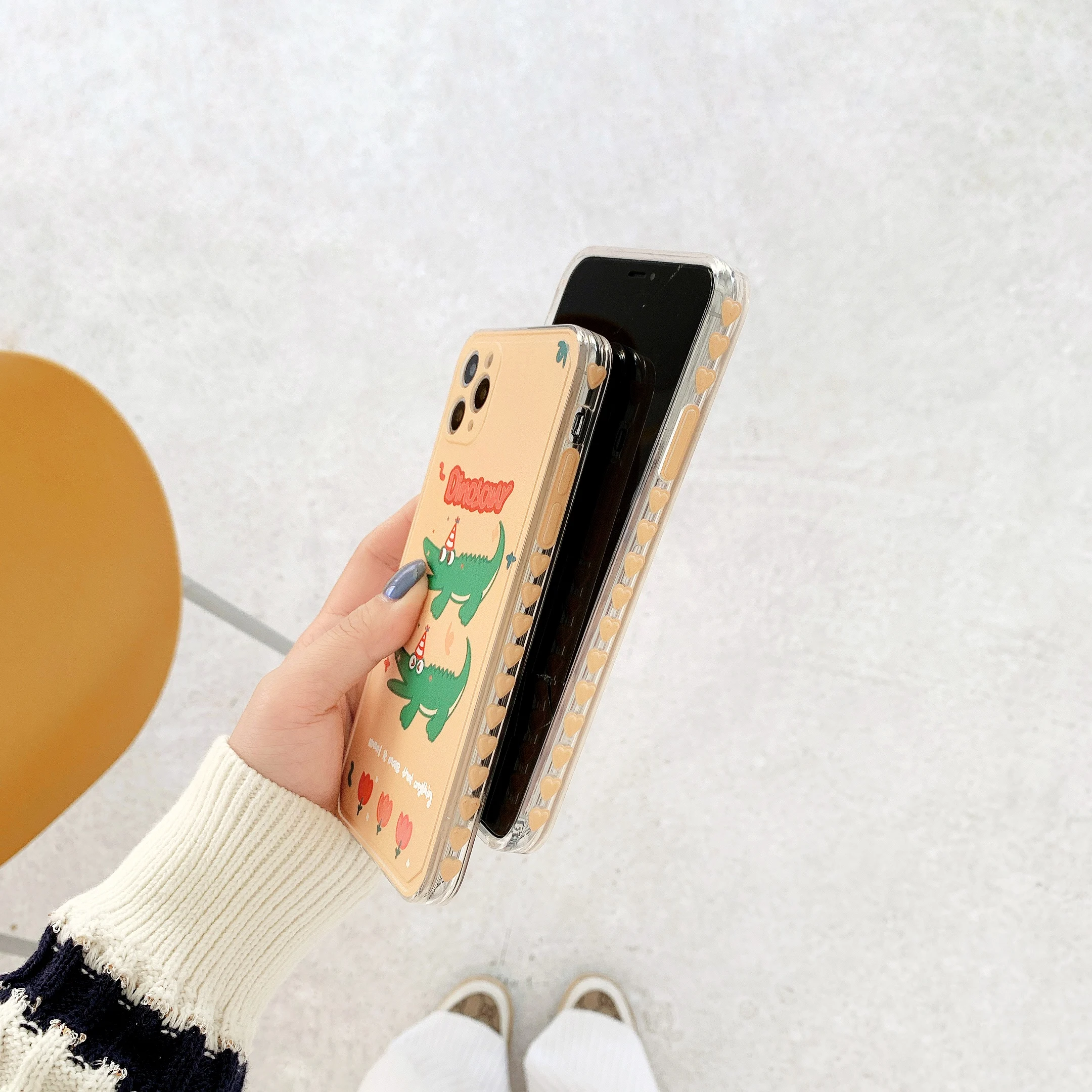 

Fashion pattern Cute cartoon crocodile Phone Case For iPhone X XS 11Pro Max 6s 7 8 Plus IMD Relief silk pattern Silicone Cover