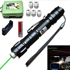Высокомощная Зеленая лазерная указка 1000 м 5 мВт зеленая лазерная ручка 5 шт крышка для охоты подходит для лазерного прицела зарядное устройство + аккумулятор 18650