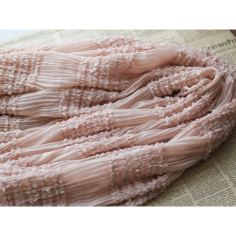 Мягкая растяжимая креп-шифоновая ткань полосатая мятая ткань для платья, свадьбы, занавески, черная, белая, розовая, синяя, по метру.