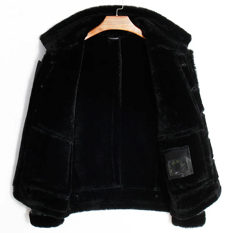 

New Mens 100% Shearling Jacket Man Genuine Leather Jackets Winter Thick Sheep Fur Coat Soft Sheepskin