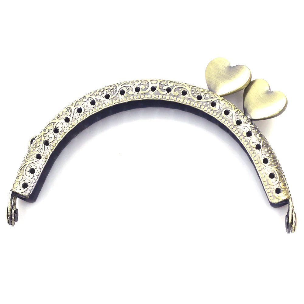 

5PCS 8.5cm Bronze Tone Embossed Arch Purse Frames Kiss Clasps Clutch Buckle Heart Head DIY Handbag Replace Hardware Accessories