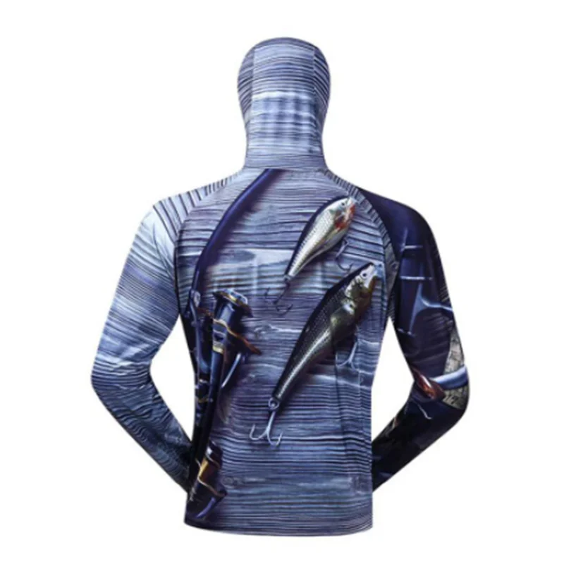 Long Sleeve Fishing Jerseys Quick Drying Sun Protection Fishing Shirt Newest Men's Fishing Clothing Hoodies With Zipper And Mask images - 6