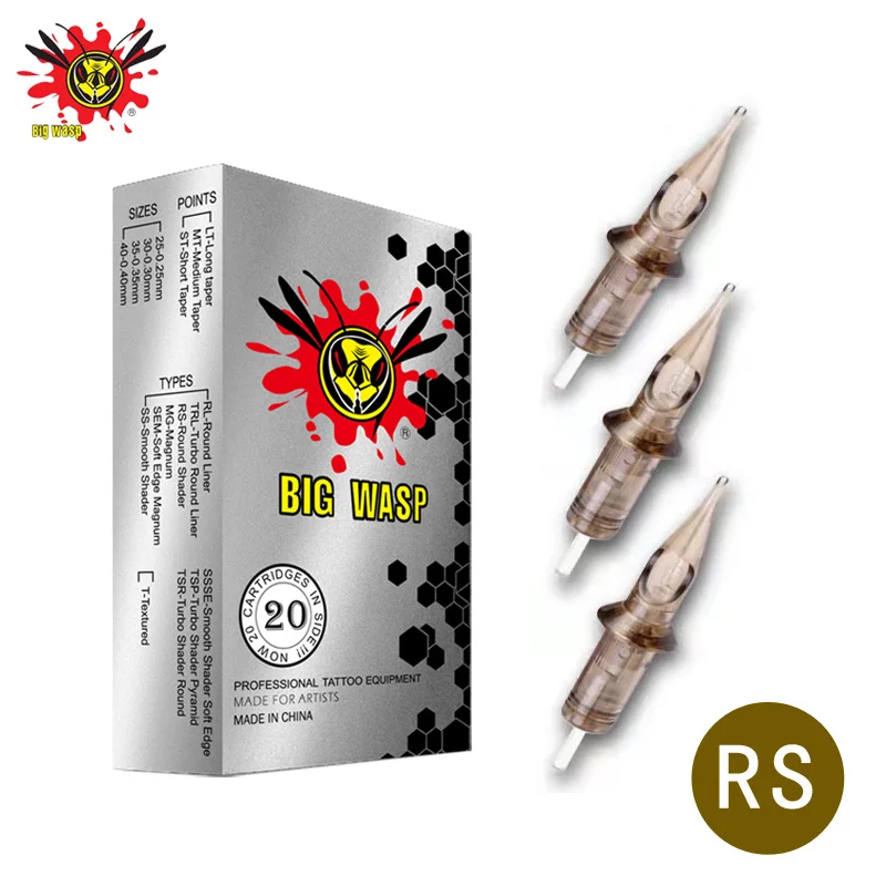 BIGWASP 1003RS иглы татуировки картриджи #10 (0 3 мм) 3RS для Round Shader машины и ручки 20 шт |