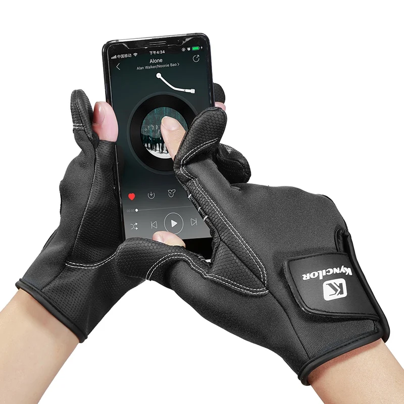 Перчатки для рыбалки, 2 вырезанных пальца, гибкие Зимние перчатки для рыбалки, 2 полупальца, противоскользящие водонепроницаемые перчатки для охоты и велоспорта