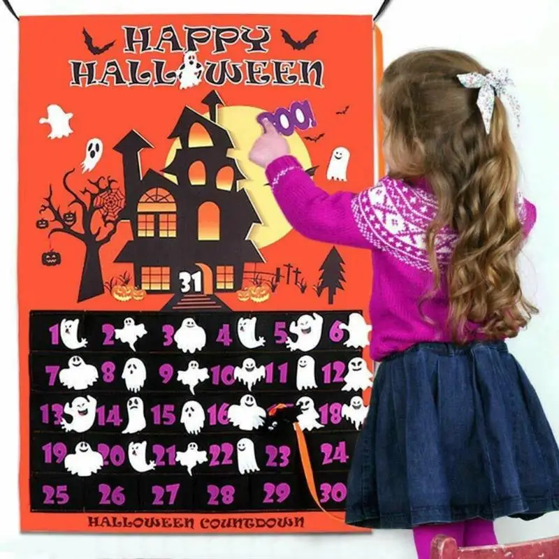 

Detachable Felt Halloween Advent Calendar Decoration Countdown Wall Calendar With Lanyard Halloween Party Decor Supplies