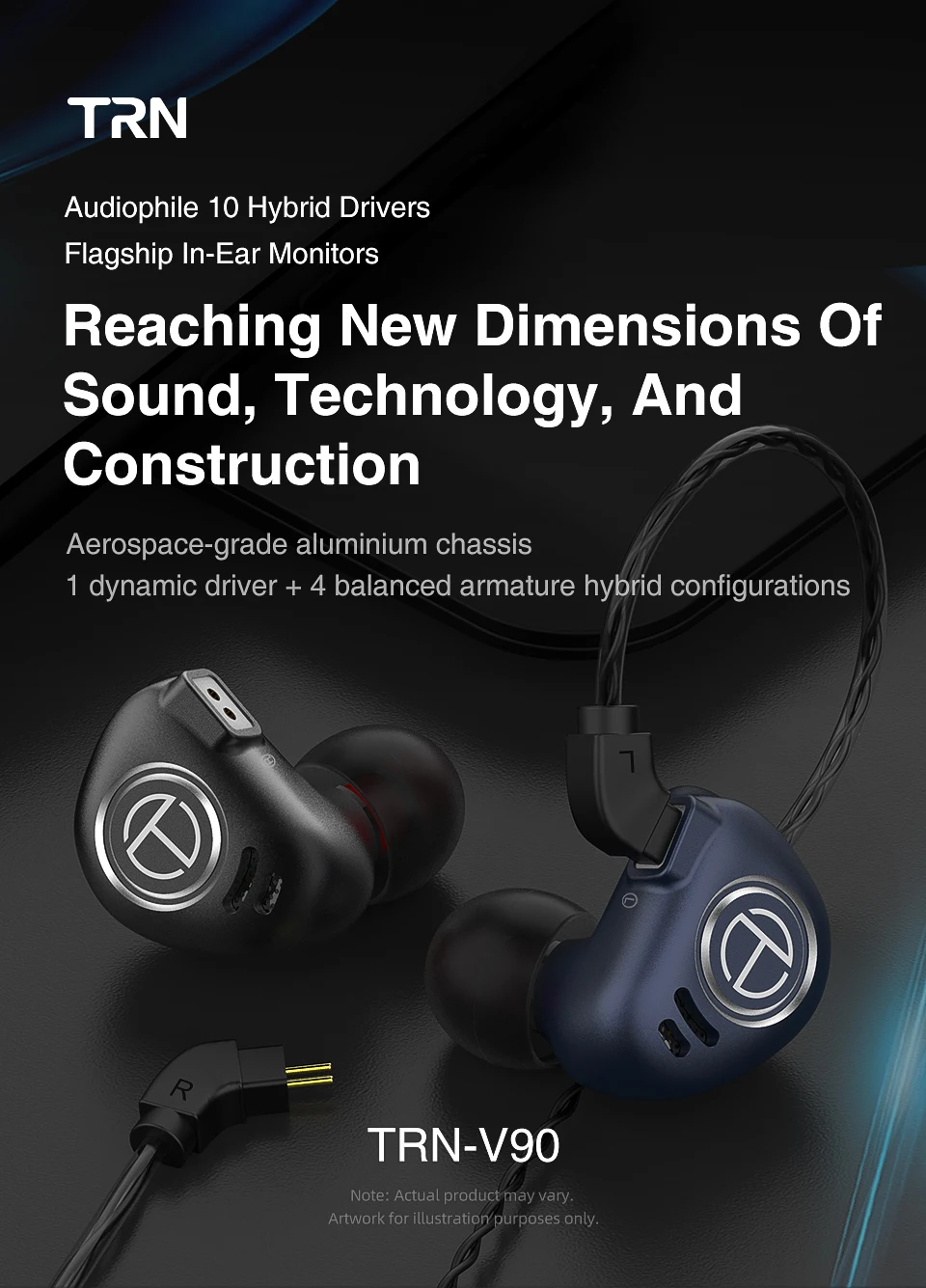 TRN V90 4BA+ 1DD гибридный 5 драйвер Untis металлические наушники в ухо IEM HIFI монитор Бег Спорт сцена разрешение 2Pin съемный V80