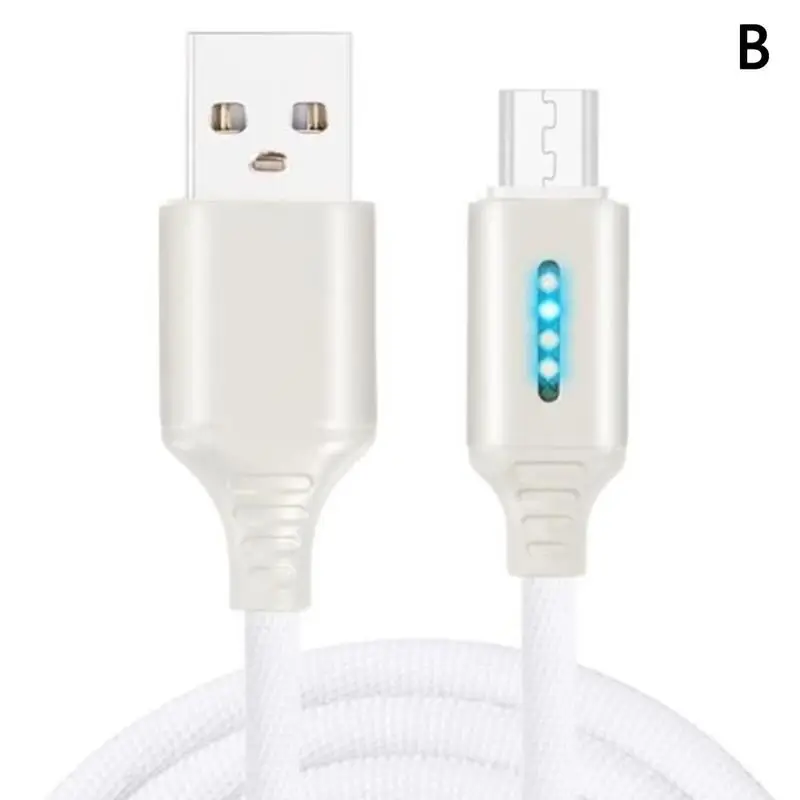 White for Android 1 м автоматический отрезающий светодиодный usb type-C кабель для зарядного устройства для мобильного телефона Android, кабель для быстрой зарядки, шнур для передачи данных для сотового телефона huawei - Цвет: White for Android