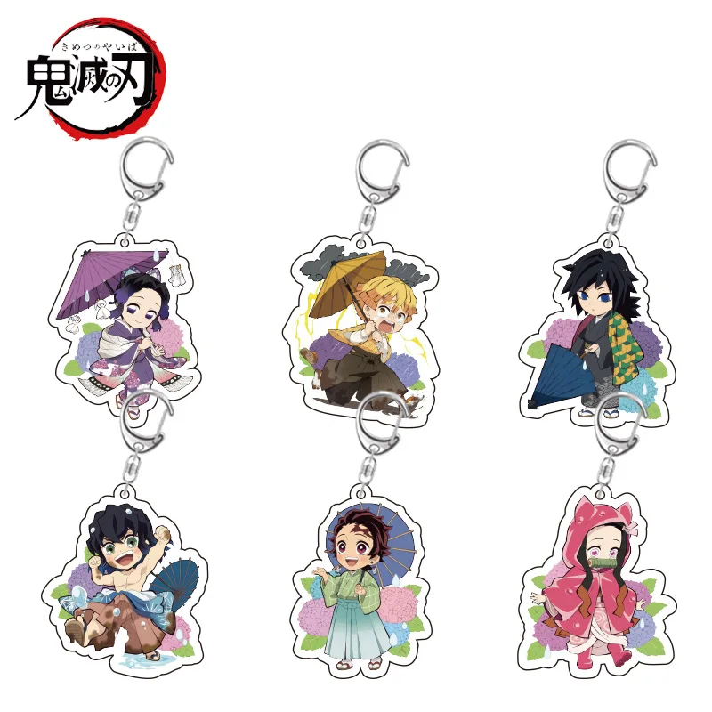 Anime Demon Slayer Cosplay Double Sided Keychain Kimetsu No Yaiba Cosplay Acrylic Unisex Pendant Keychain Gifts for Children