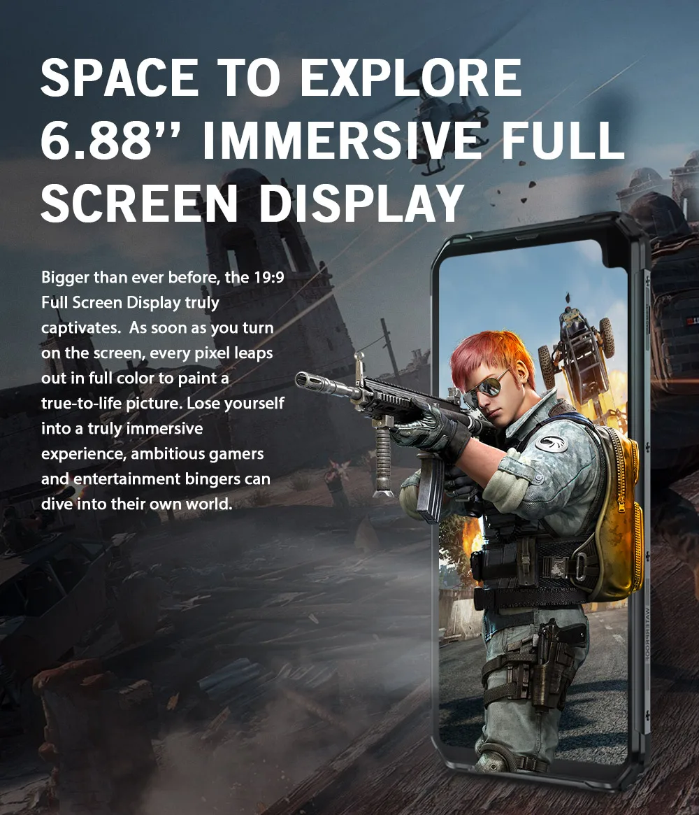 Blackview BV6100 Dual Gorilla 6,8" экран смартфон 3 ГБ+ 16 ГБ Android 9,0 IP68 водонепроницаемый мобильный телефон 5580 мАч NFC мобильный телефон