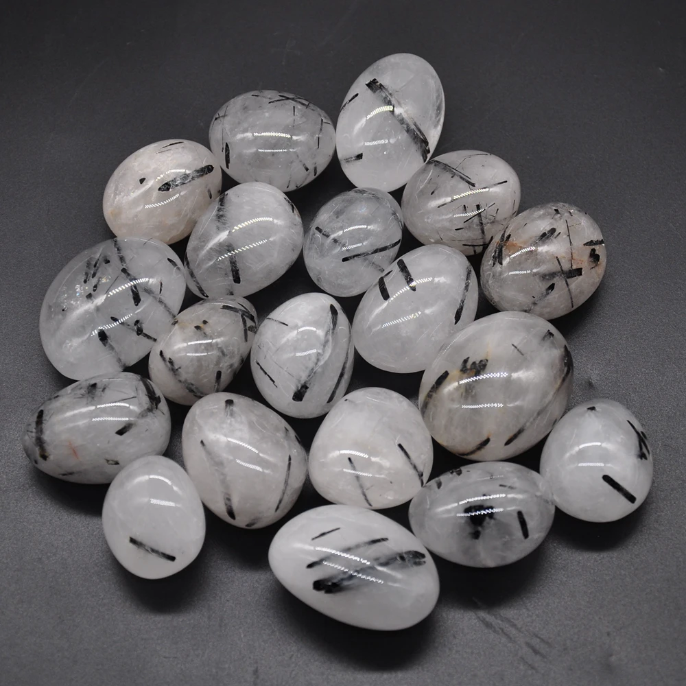 

1/2lb Clear Black Hair Rutilated Natural Tumbled Stones Bulk Healing Crystals Polished Gemstones Supplies Wicca Energy Decor