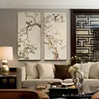 Картина с цветами и птицами в китайском стиле, поющие птицы на цветах сливы, художественная красивая картина, холщовые постеры для украшения дома