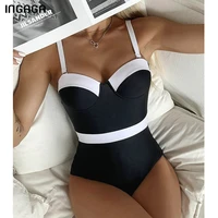 ingaga push up one piece swimsuit 2021 patchwork swimwear strap bodysuits fashion bathing suit women sexy swimming suits