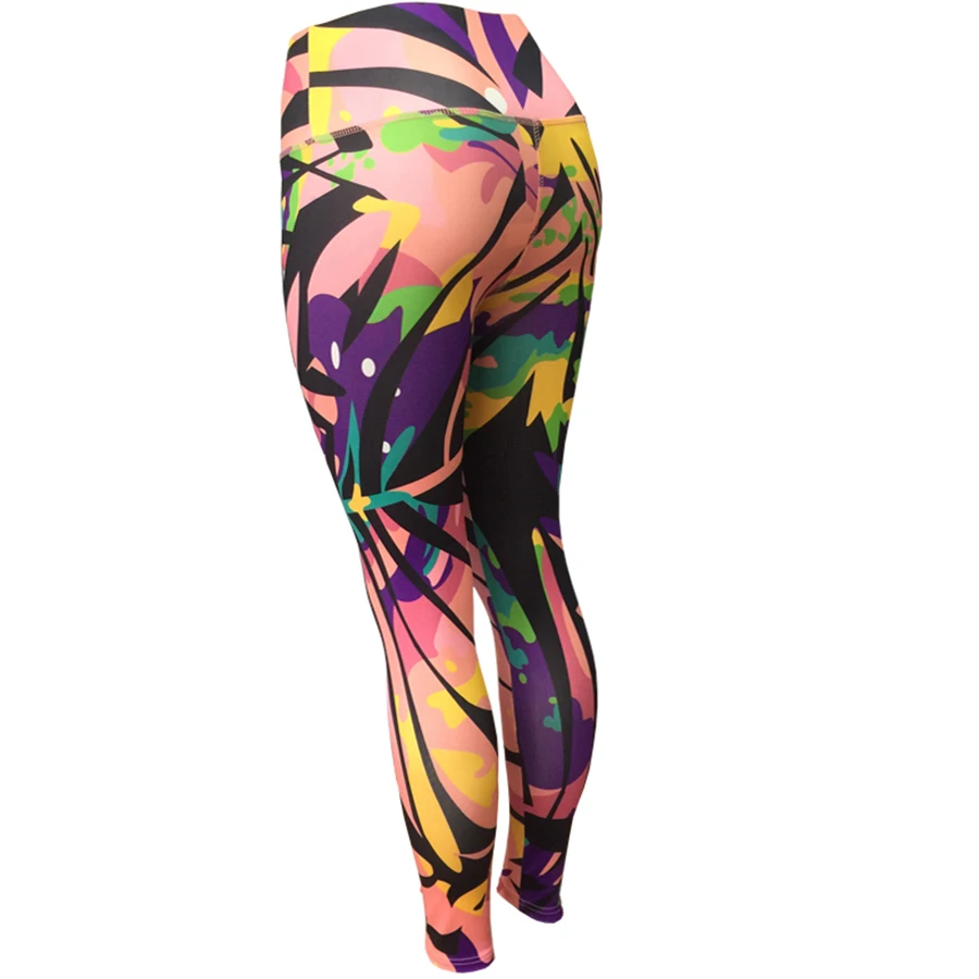 Женские сексуальные эластичные спортивные брюки с принтом штаны для йоги