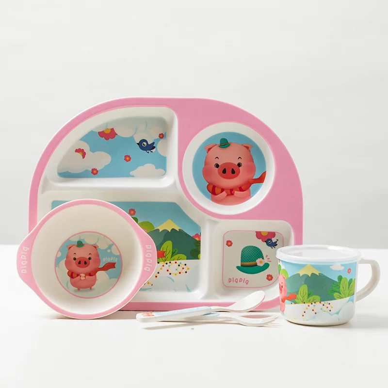 Безопасный 5 комплектов здоровых детских столовых приборов набор из бамбукового