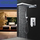 Душевая система для ванной, золотистый и хромированныйзолотистый прямоугольный Водопаддождевой Душ с насадкой для душа, смесители для горячей и холодной воды