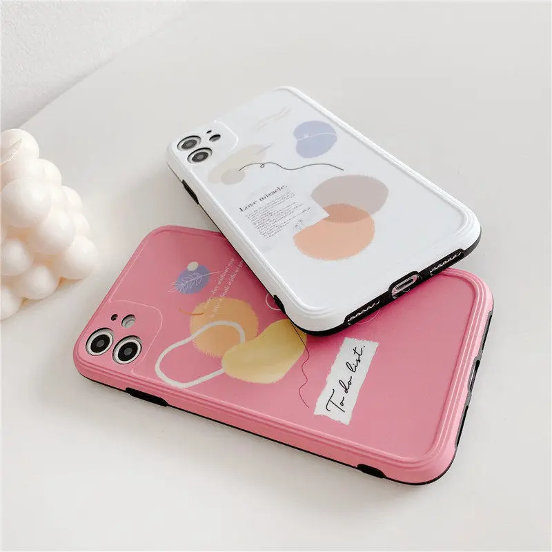 

Art Retro Abstract Geometry Phone Case For iPhone 11 Pro Max XR XS Max X 7 8 Puls Shockproof Soft Silicone Cute Graffiti Cover