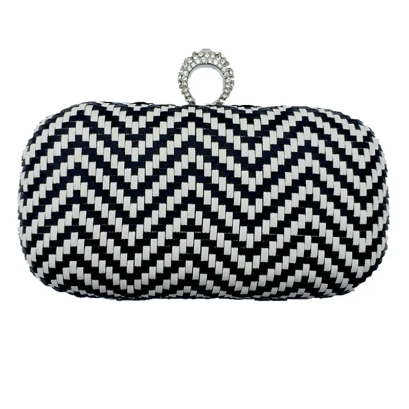 Женская вечерняя сумка ROOGLI Классическая черно белая плетеная Сумка клатч