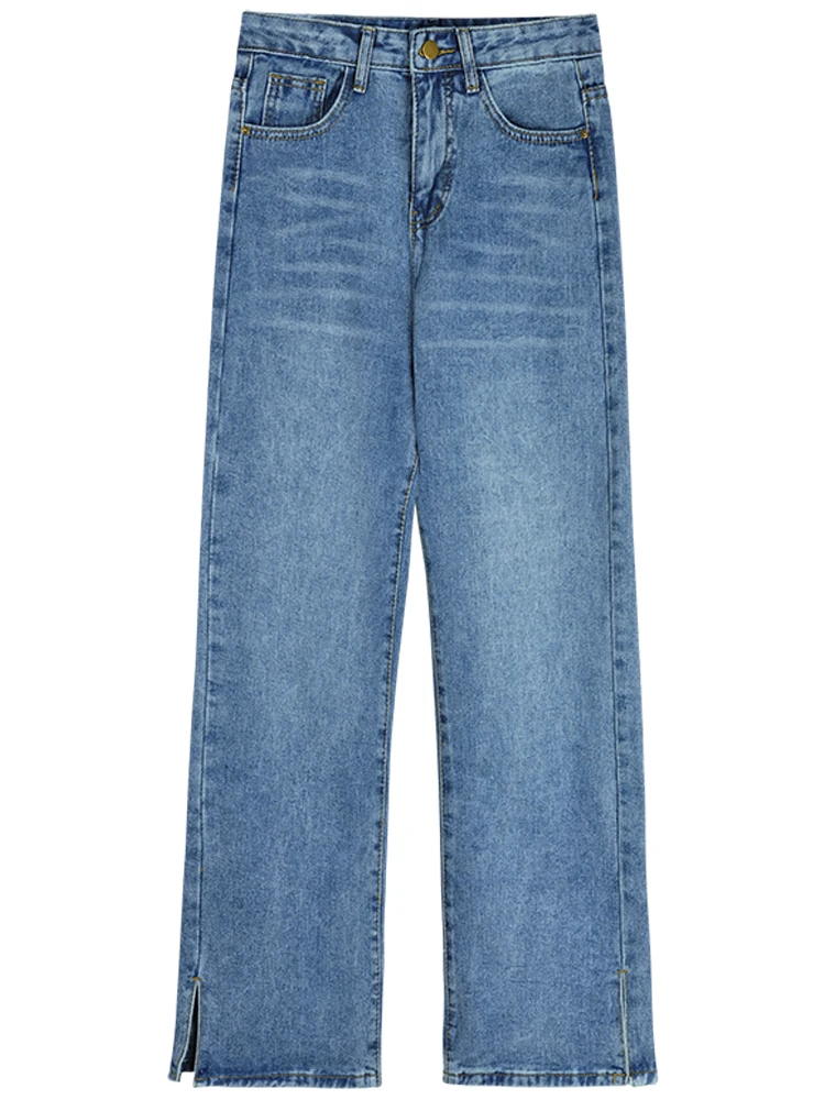 

2020 loose wide-leg pants mopping pants all-match denim trousers women's thin high-waist straight-leg pants slim jeans