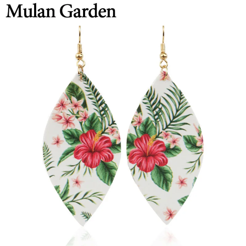 Модные серьги M &amp G из искусственной кожи с цветами для женщин висячие листьями