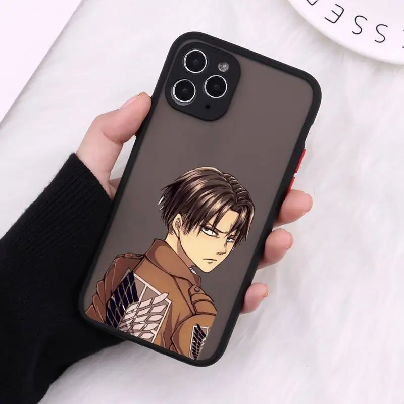 

Attack on Titan anime Levi-Ackerman Phone Case Matte Transparent for iPhone 7 8 11 12 s mini pro X XS XR MAX Plus cover funda