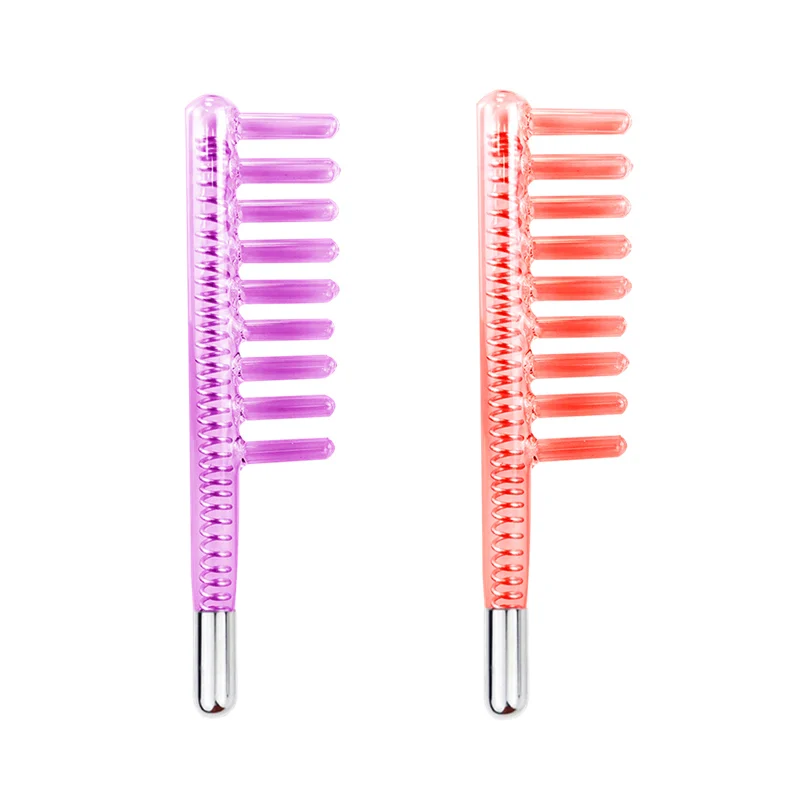 1Pcs High Frequency Facial Comb Glass Tube Hair Massager Electrode Nozzles Orange Light Face Skin Care Beauty Device