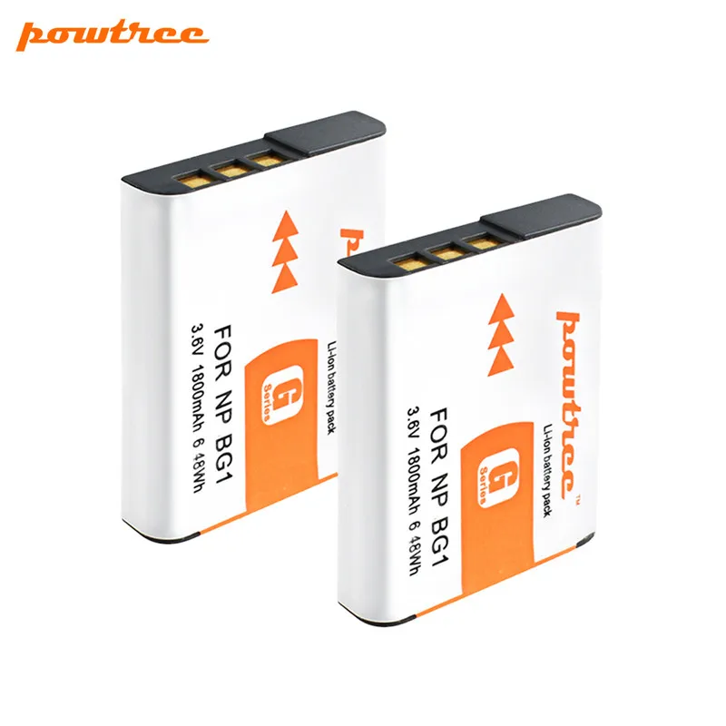 2 Battery POWTREE 3,6 V 1800 мА/ч, NP-BG1 NP BG1 NPBG1 батарея+ Зарядное устройство Перезаряжаемые Камера Batteria для sony детали sony Cyber-shot DSC-H3 DSC-H7 DSC-H9 - Цвет: 2 Battery