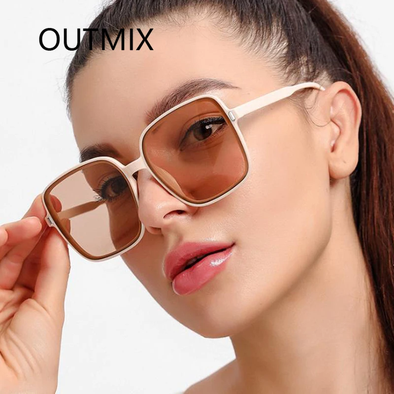 

Очки солнцезащитные OUTMIX женские в винтажном стиле, брендовые большие квадратные солнечные очки с градиентными линзами