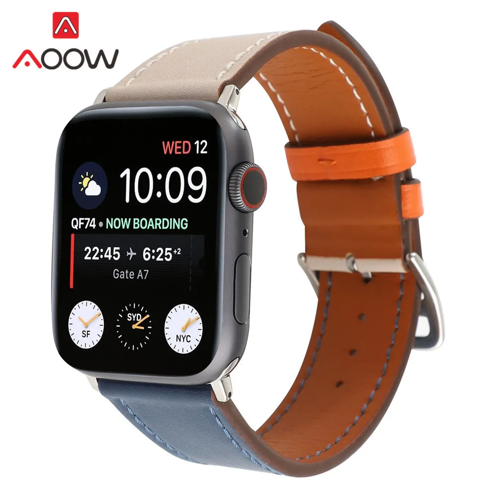 Ремешок для часов из натуральной кожи для Apple Watch 38 мм 40 мм 42 мм 44 мм Correa один тур круг браслет ремешок для iwatch 1 2 3 4