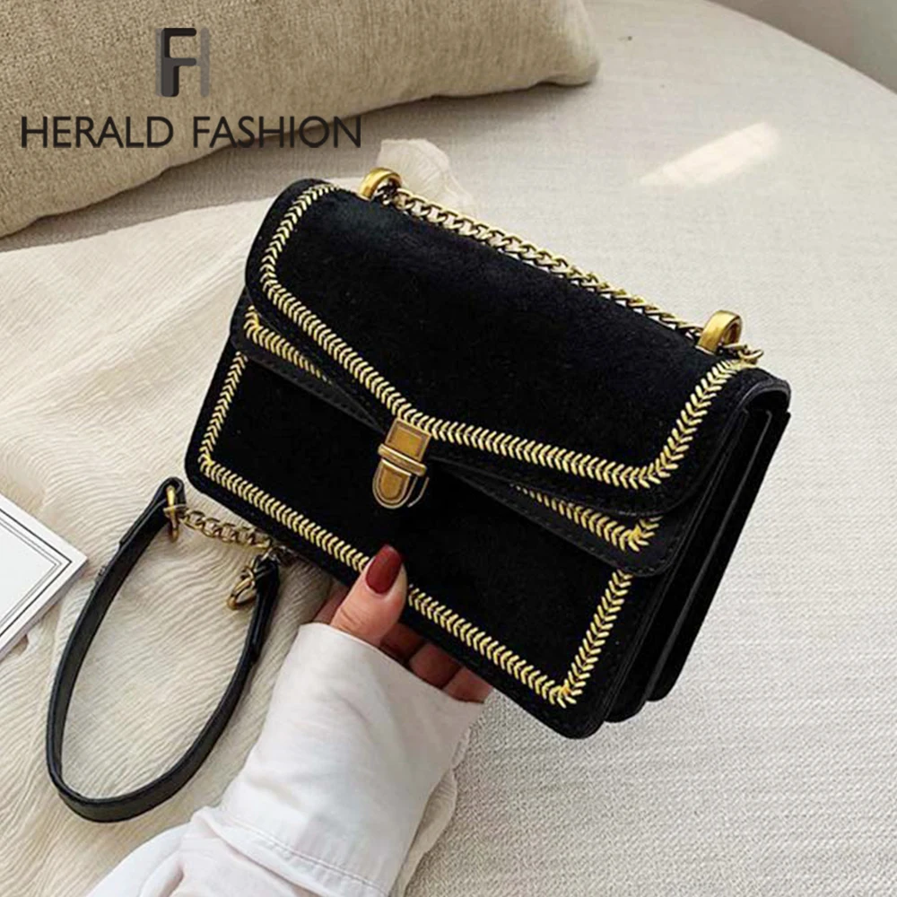 Сумки через плечо из замши для женщин 2020 модная сумка мессенджер на цепочке