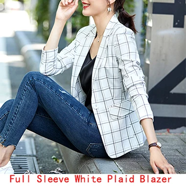 White Blazer 2 Летняя одежда, Женские клетчатые повседневные блейзеры и куртки, женские куртки с коротким рукавом и одной пуговицей с карманами - Цвет: White Blazer 2
