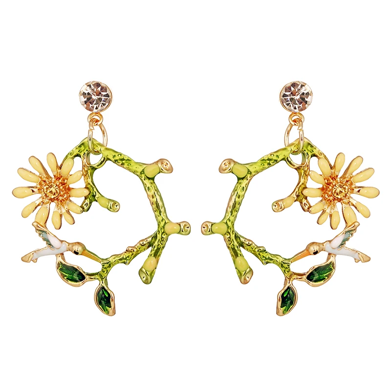 Женские металлические серьги Muylinda модные свисающие в виде цветка эмалированной