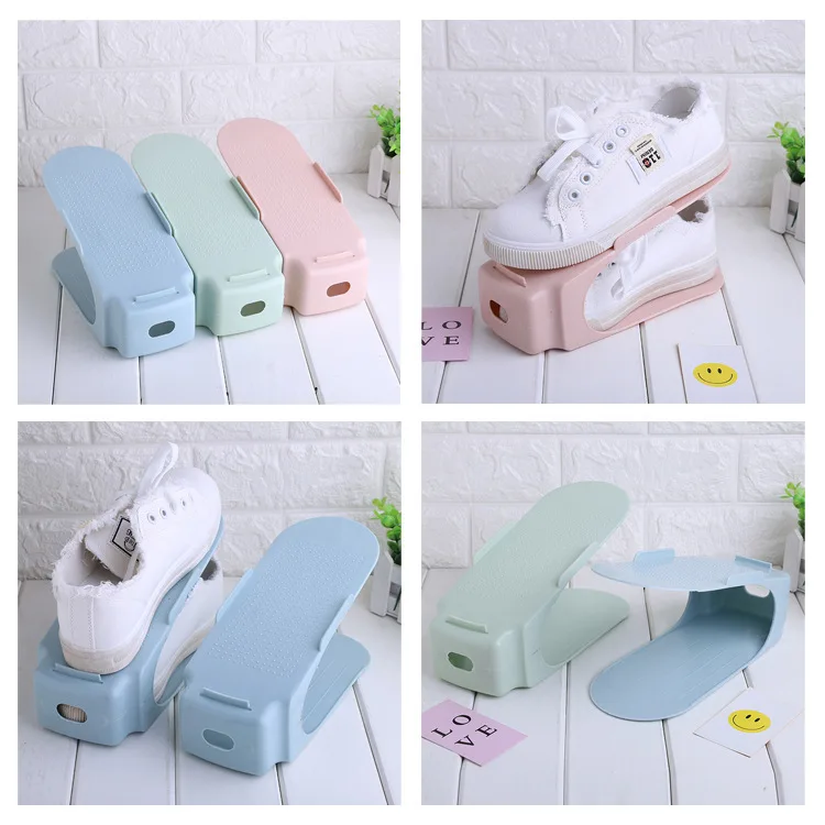 Двухуровневая стойка для обуви экономичная пластиковая уборки держатель