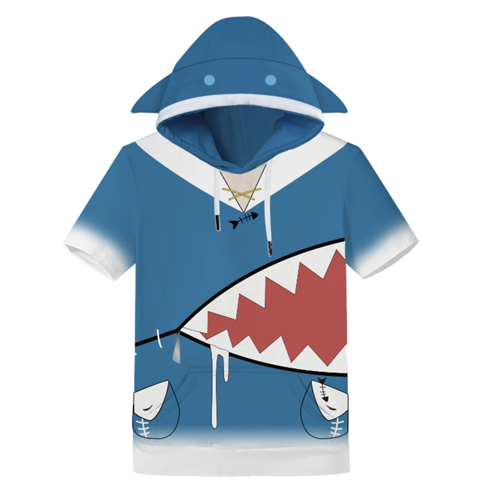 Hololive Vtuber Gawr Gura Shark футболка для взрослых мужчин женщин 3D печать Футболка Harajuku