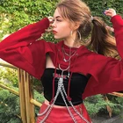 женская одежда свитшот женский худи женский Брючные костюмы толстовка женская худи оверсайз Женская Толстовка Harajuku, летняя Готическая толстовка с металлическими цепочками в стиле хип-хоп, 2021