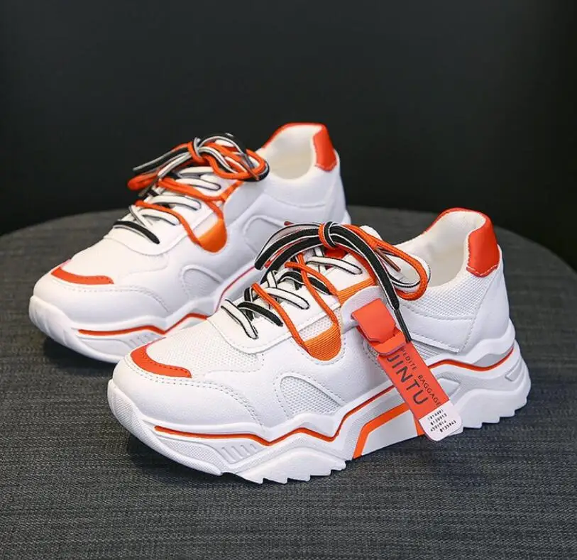 Orange single shoes Женские кроссовки со скрытым каблуком; зимняя обувь с высоким берцем и плюшевой подкладкой; теплые черные женские кроссовки на платформе, визуально увеличивающие рост - Цвет: Orange single shoes