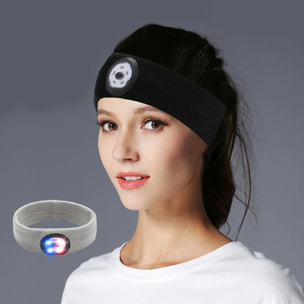 

Stretch Headband Sports Running Hairband LED Headlamp Workout Sweatband Wrap